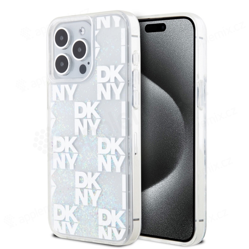 Kryt DKNY Liquid Glitter Checkered Pattern pro Apple iPhone 15 Pro Max - průhledný