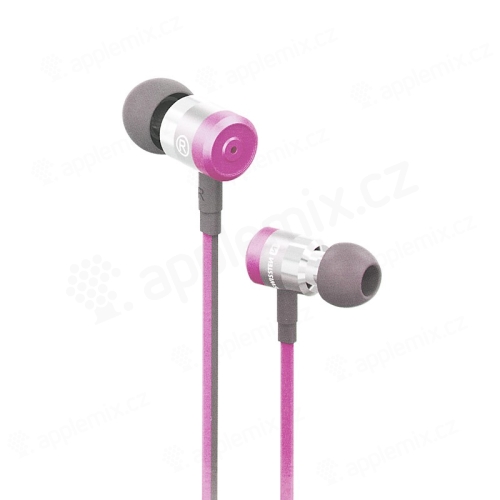 Slúchadlá SWISSTEN pre zariadenia Apple - slúchadlá do uší - ovládanie + mikrofón - kov / guma - ružové