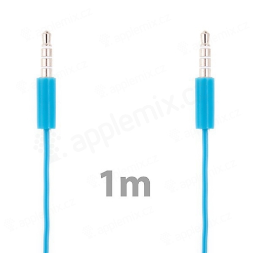 Propojovací audio jack kabel 3,5mm pro Apple iPhone / iPad / iPod a další zařízení - modro-průhledný - 1m