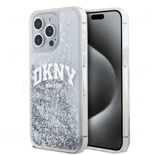 Kryt DKNY Liquid Glitter Arch Logo pro Apple iPhone 15 Pro Max - průhledný