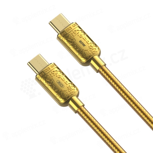 Kabel XO - USB-C / USB-C pro Apple iPad / MacBook - kovové koncovky - podpora 60W - zlatý