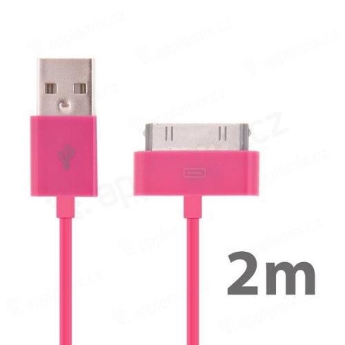 Synchronizační a nabíjecí USB kabel pro Apple iPhone / iPad / iPod – 2m růžový