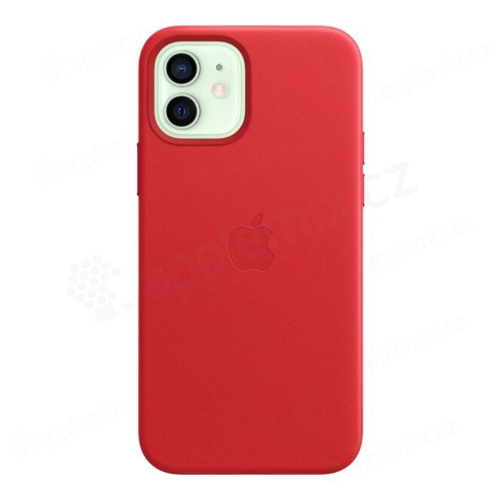 Originální kryt pro Apple iPhone 12 / 12 Pro - MagSafe - kožený - červený