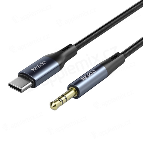 Přepojka / hudební kabel YESIDO USB-C na 3,5mm jack - 1m - černá / šedá