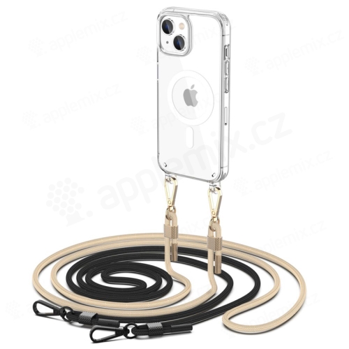 Kryt TECH PROTECT FlexAir Chain pro Apple iPhone 15 Plus - podpora MagSafe - 2x šňůrka - průhledný