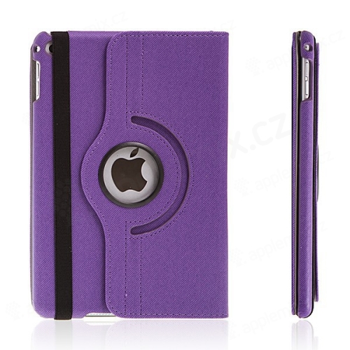 Pouzdro / kryt pro Apple iPad mini 4 - 360° otočný držák a prostor na doklady - fialové