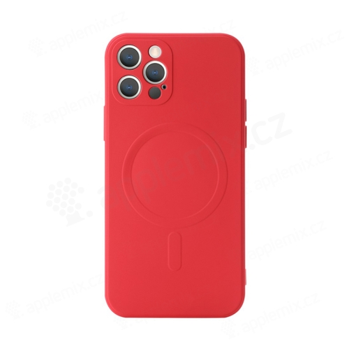 Kryt pre Apple iPhone 12 Pro - presný výrez na fotoaparát - MagSafe - gumový - červený