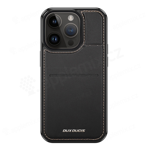 Kryt DUX DUCIS 3v1 pro Apple iPhone 14 Pro - stojánek + slot pro karty + podpora MagSafe - kožený - černý