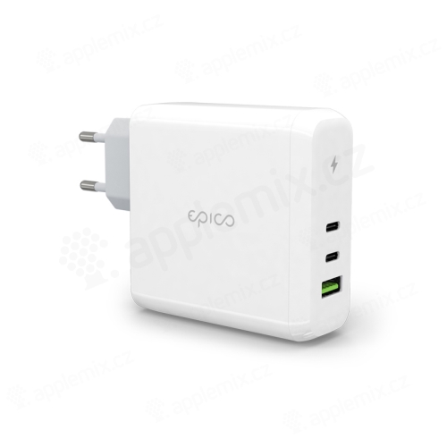100W nabíjačka / adaptér EPICO pre Apple iPhone / iPad / MacBook - 2x USB-C + USB - biela