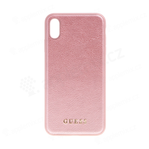 Kryt GUESS IriDescent pro Apple iPhone XS Max - umělá kůže - Rose Gold růžový