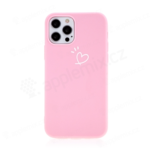 Kryt pre Apple iPhone 12 / 12 Pro - srdce - gumový - ružový
