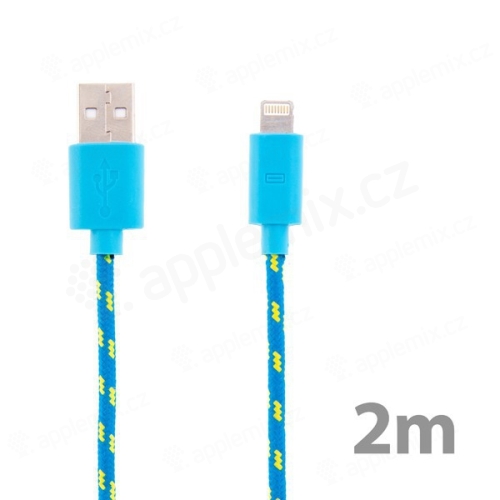 Synchronizační a nabíjecí kabel Lightning pro Apple iPhone / iPad / iPod - tkanička - modrý - 2m