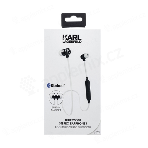 Sluchátka Bluetooth bezdrátová KARL LAGERFELD CGBTE07 - špunty - ovládání + mikrofon - bílá