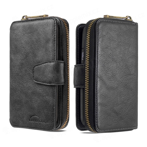 Puzdro / peňaženka pre Apple iPhone 12 / 12 Pro - umelá koža - čierne