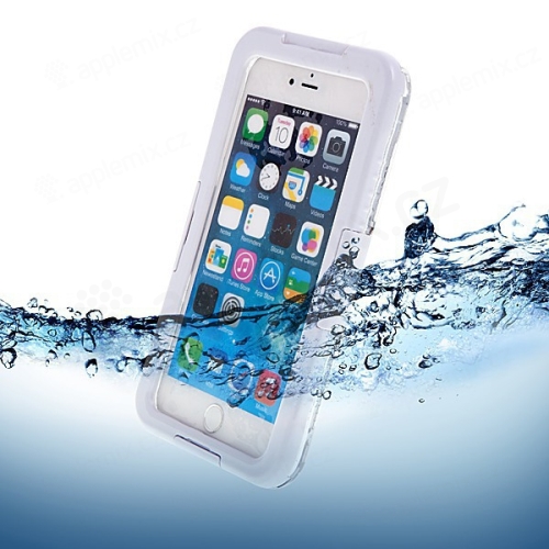 Vodotesné plastové a silikónové puzdro pre Apple iPhone 6 Plus / 6S Plus - biele a priehľadné