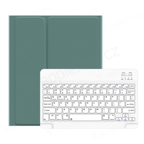 USAMS Bluetooth odnímateľná klávesnica + kryt / puzdro pre Apple iPad 10,2" - tmavozelená / biela