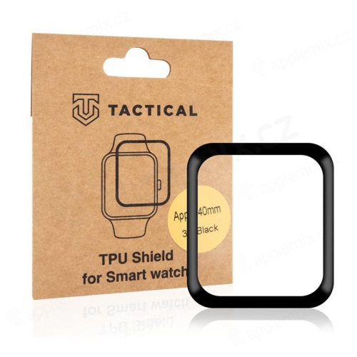 Ochranná 3D fólie TACTICAL pro Apple Watch 40mm Series 4 / 5 / 6 / SE - černá / čirá
