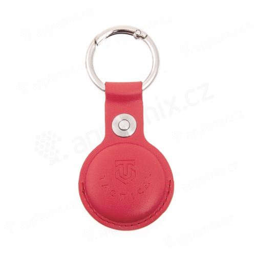 Obal / puzdro TACTICAL pre Apple AirTag - kovový krúžok - syntetická koža - červený