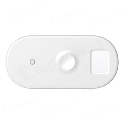 Bezdrátová nabíječka / nabíjecí podložka Qi BASEUS 3v1 - pro Apple iPhone + Watch + Airpods - bílá