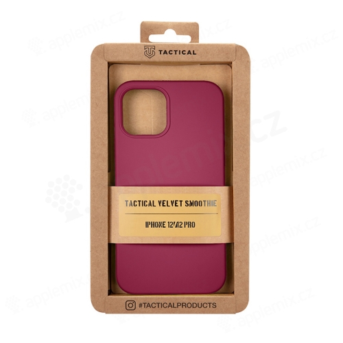 Kryt TACTICAL Velvet Smoothie pro Apple iPhone 12 / 12 Pro - příjemný na dotek - silikonový - vínový