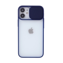 Kryt pro Apple iPhone 12 / 12 Pro - matná záda - krytka fotoaparátu - plastový / gumový - tmavě modrý