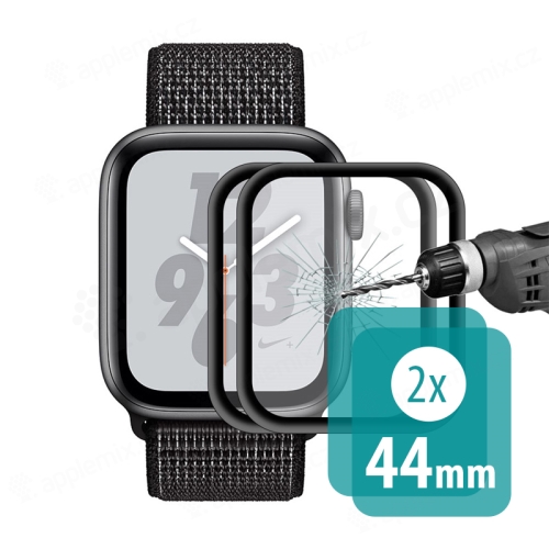 Tvrdené sklo ENKAY pre Apple Watch 44 mm Series 4 / 5 / 6 / SE - 3D edge - čierne / číre - 2 kusy