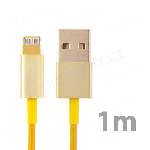 Synchronizačný a nabíjací kábel Lightning pre Apple iPhone / iPad / iPod - zlatý (champagne) - 1 m