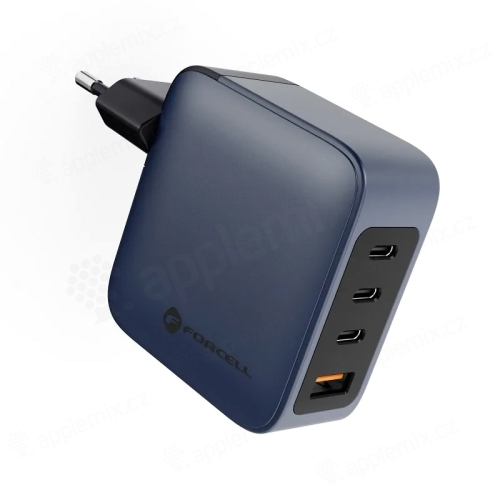 100W EU adaptér / nabíjačka FORCELL - 3x USB-C + USB-A - čierna / sivá