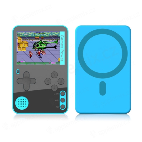 Retro herná konzola pre Apple iPhone - kompatibilná s MagSafe - 500 hier - 2,4" - modrá