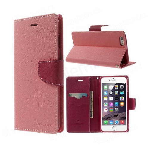 Pouzdro Mercury Goospery pro Apple iPhone 6 Plus / 6S Plus - stojánek a prostor pro platební karty - růžové