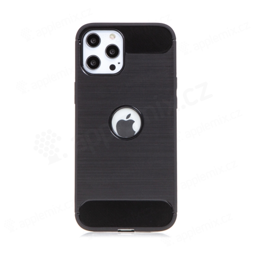 Kryt FORCELL Carbon pro Apple iPhone 12 Pro Max - gumový - s výřezem pro logo - černý