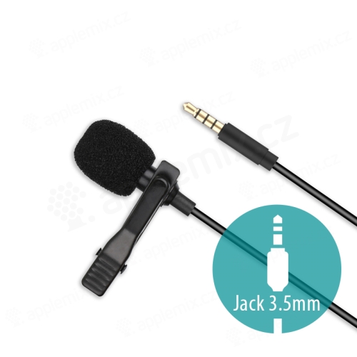 Mikrofón XO pre Apple iPhone / iPad / Mac - externý - s klipom - 3,5 mm jack - čierny