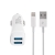 2v1 nabíjecí sada pro Apple zařízení - autonabíječka - 2x USB (2.4A) + kabel Lightning - bílá