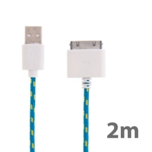 Synchronizační a nabíjecí kabel s 30pin konektorem pro Apple iPhone / iPad / iPod - tkanička - růžový