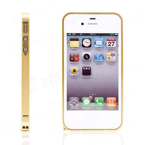 Ochranný ultra tenký hliníkový rámeček / bumper LOVE MEI (tl. 0,7 mm) pro Apple iPhone 4 / 4S - zlatý