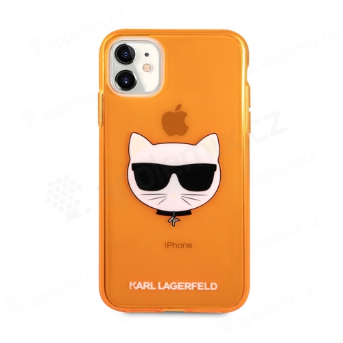 Kryt KARL LAGERFELD Choupette pro Apple iPhone 11 - gumový - oranžový