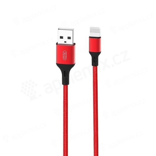 Synchronizační a nabíjecí kabel XO - Lightning pro Apple zařízení - tkanička - červený - 1m
