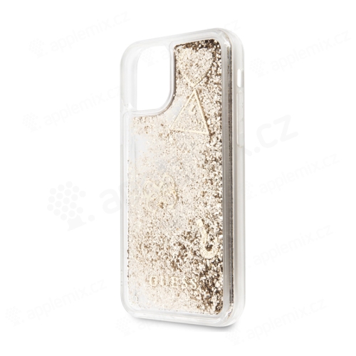 Kryt GUESS Liquid Glitter pro Apple iPhone 11 - plastový - zlaté třpytky