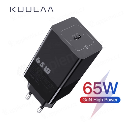 Nabíjačka KUULAA / EÚ adaptér pre zariadenia Apple - USB-C - 65 W (PD 3.0) - čierna
