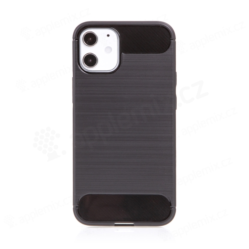 Kryt FORCELL Carbon pre Apple iPhone 12 / 12 Pro - gumový - čierny