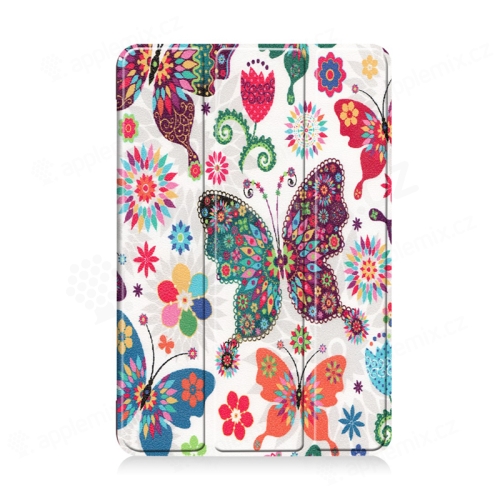 Puzdro / kryt pre Apple iPad mini 4 / mini 5 - funkcia smart sleep - plast - motýle a kvety