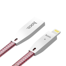 Synchronizační a nabíjecí kabel HOCO Lightning pro Apple iPhone / iPad / iPod - samovypínací - nylonový - reflexní / růžový