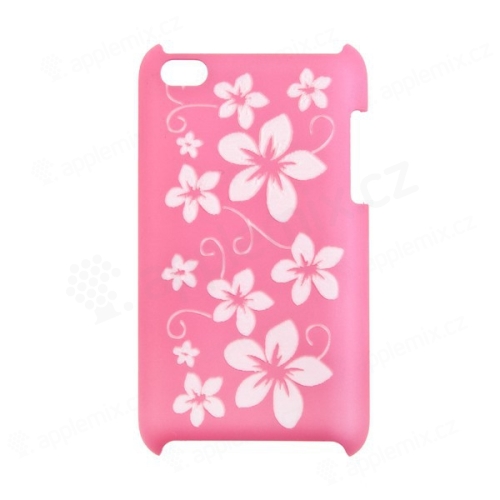 Ochranný kryt s vyřezávaným květinovým motivem pro iPod Touch 4 - růžový