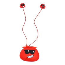 Sluchátka JELLIE MONSTERS - 3,5mm jack - špunty + obal - barevné příšerky - Steven - červená