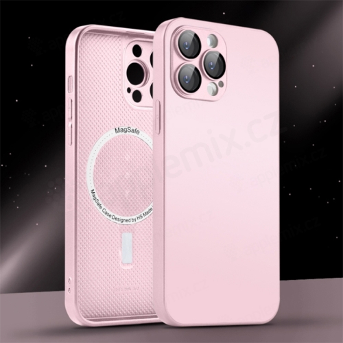 Kryt pre Apple iPhone 14 Pro - gumový / sklenený - ružový
