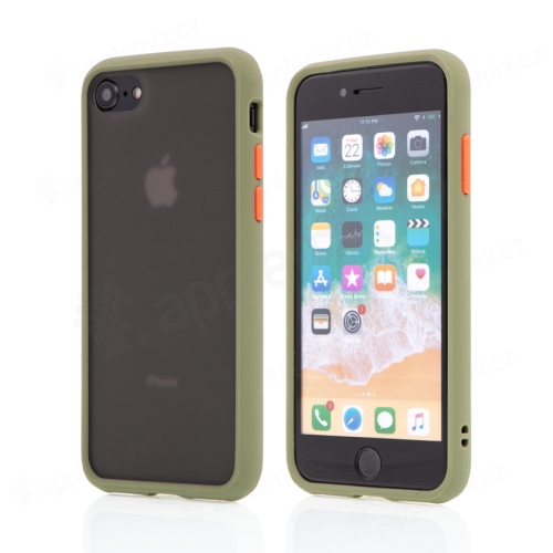Kryt pro Apple iPhone 7 / 8 / SE (2020) - guma / plast - barevná tlačítka - khaki zelený
