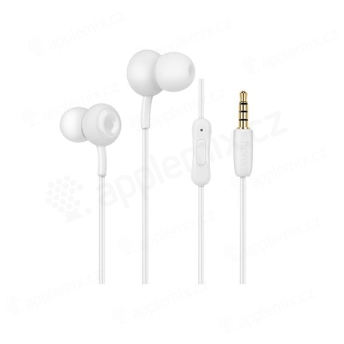 Sluchátka HOCO pro Apple zařízení - špunty - mikrofon + tlačítko přijetí hovoru - bílá