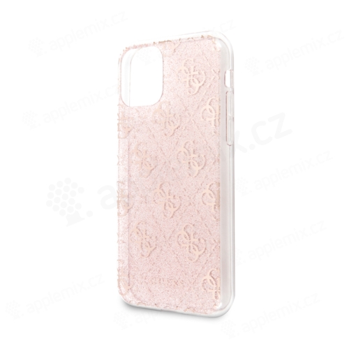 Kryt GUESS 4G Glitter pro Apple iPhone 11 - gumový - růžový