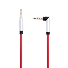 Propojovací Audio kabel 3.5mm Jack 90° lomený pro Apple iPhone / iPad / iPod / MP3 - 1m červený