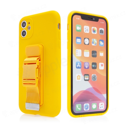 Kryt pre Apple iPhone 11 - Remienok / šnúrka - Gumový - Žltý